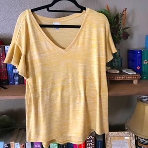 Yellow V-neck Ruffle Sleeve Top